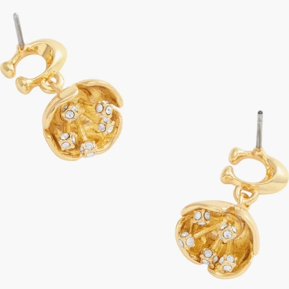 COACH Floral Drop Earrings, NWT - Picture 3 of 8